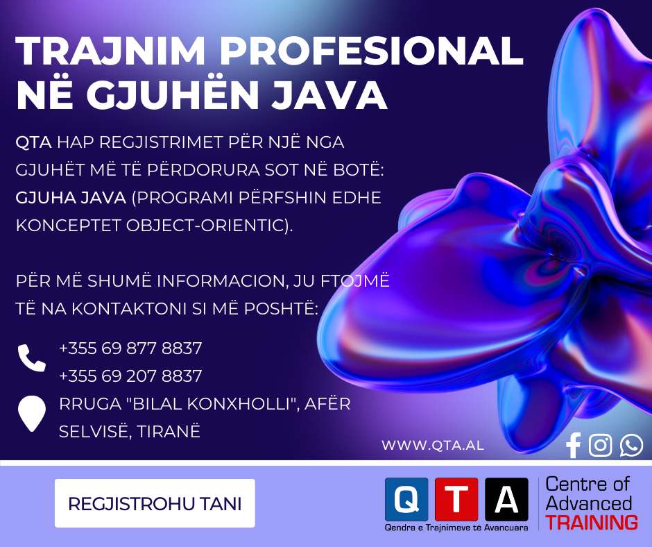 QTA Trajnim profesional ne gjuhen Java QTA Trajnim profesional ne gjuhen Java